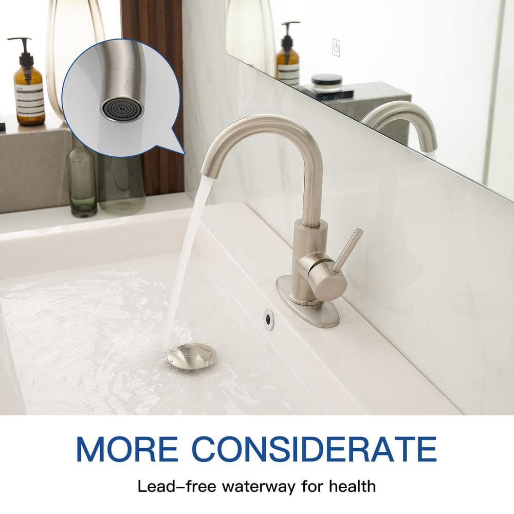 Stainless Steel Single-Handle High Arc Bathroom Faucet