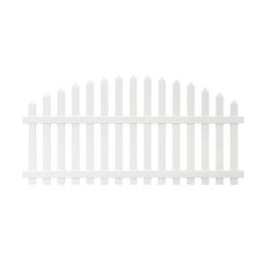 Glendale 4 ft. H x 8 ft. W White Vinyl Arched Top Spaced Picket Fence Panel with 3 in. Unassembled Pointed Pickets