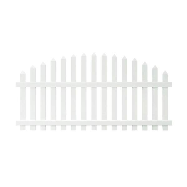 Veranda Glendale 4 ft. H x 8 ft. W White Vinyl Arched Top Spaced Picket Fence Panel with 3 in. Unassembled Pointed Pickets