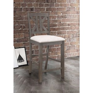 Athens 26 in. Barn Grey and Light Tan Cross X Back Wood Frame Counter Height Stool (Set of 2)