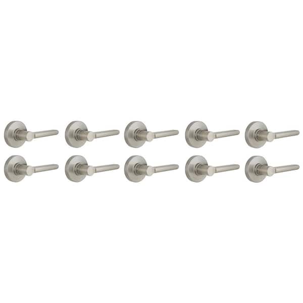 Tonebridge Satin Nickel Hall/Closet Door Lever with Round Rose 10-Pack