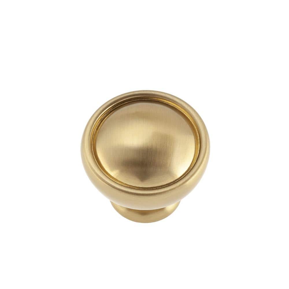 Brushed Brass Round Knob with Mounting Hardware