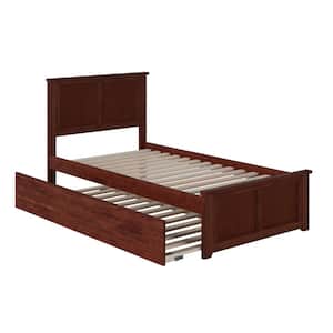 Madison Twin Platform Bed with Matching Foot Board with Twin-Size Urban Trundle Bed in Walnut