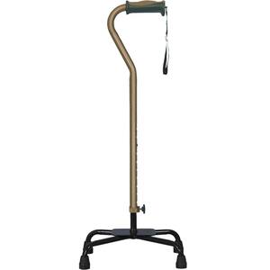 Adjustable Quad Cane for Right or Left Hand Use, Large Base, Cocoa