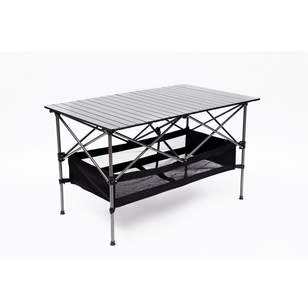 Folding Outdoor Table with Carrying Bag, Aluminum Roll-up Rectangular Table