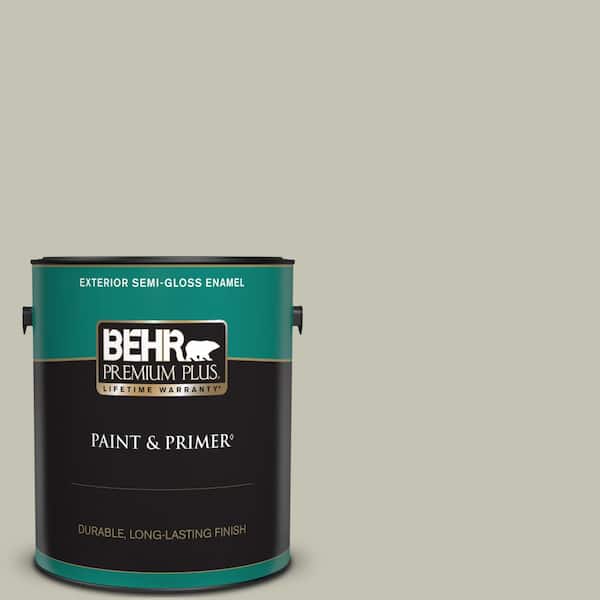 BEHR PREMIUM PLUS 1 gal. #BNC-04 Comforting Gray Semi-Gloss Enamel Exterior Paint & Primer