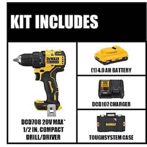 ATOMIC 20V MAX Cordless Brushless 1/2 in. Drill/Driver Kit, (1) 4.0Ah Battery, Charger, and Tough System 22 in. Toolbox