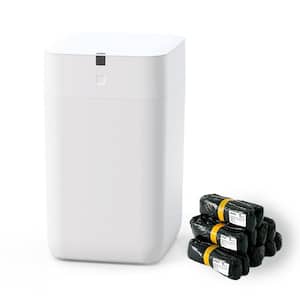 4 Gal. White Rectangular Touchless Sensor Plastic Trash Can with 120 Pcs Trash Bags, Auto Sealing, Auto Packaging