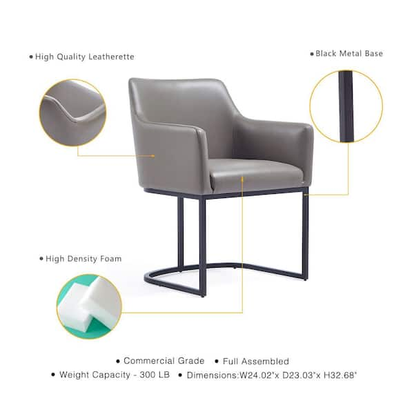 Manhattan Comfort Serena Gray Upholstered Dining Armchair