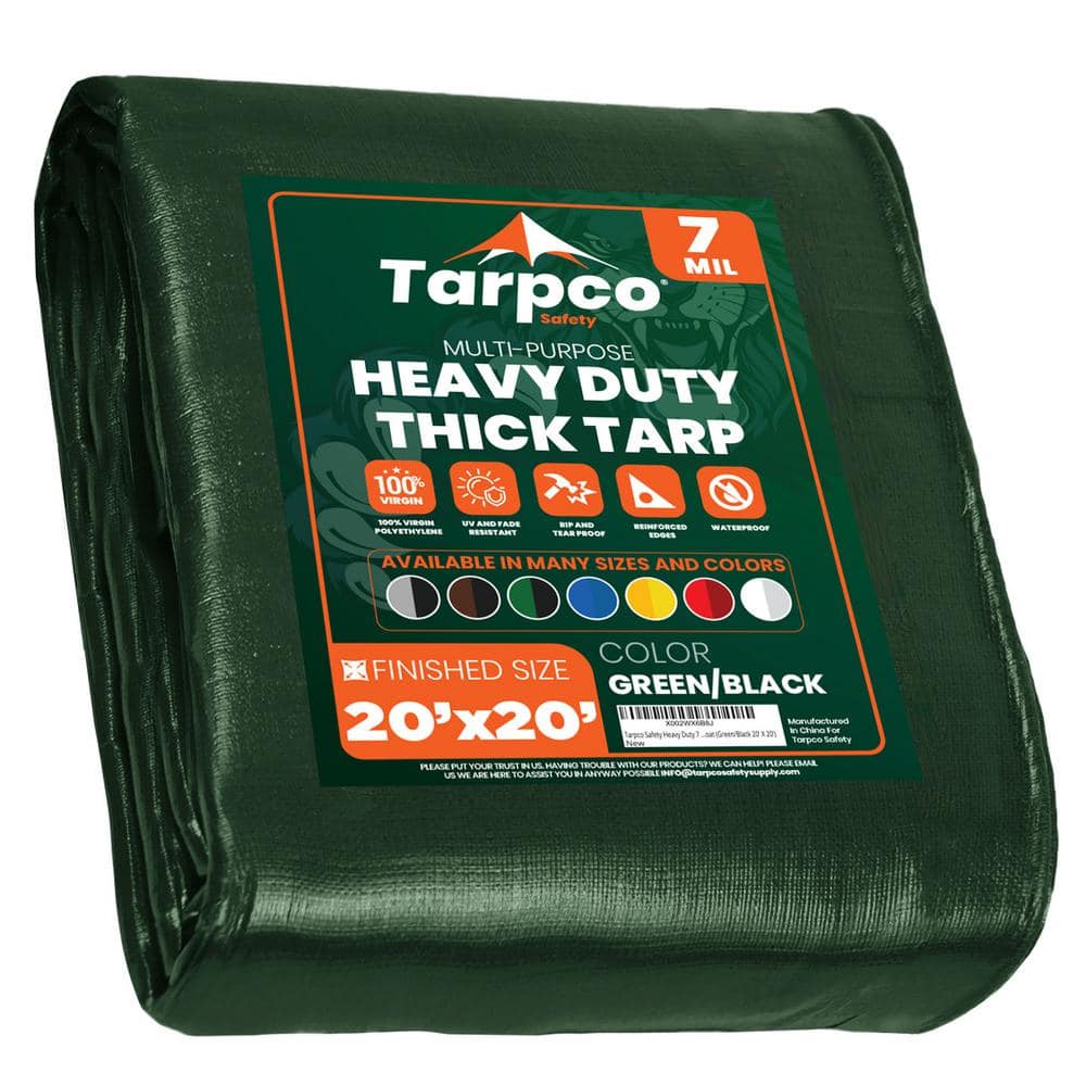 20 ft. x 20 ft. Green/Black 7 Mil Heavy Duty Polyethylene Tarp, Waterproof, UV Resistant, Rip and Tear Proof price history on PriceWatchPro