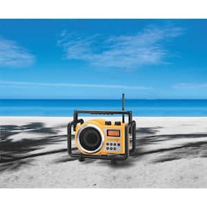 Compact AM/FM Ultra Rugged Digital Tuning Radio Speaker in Yellow