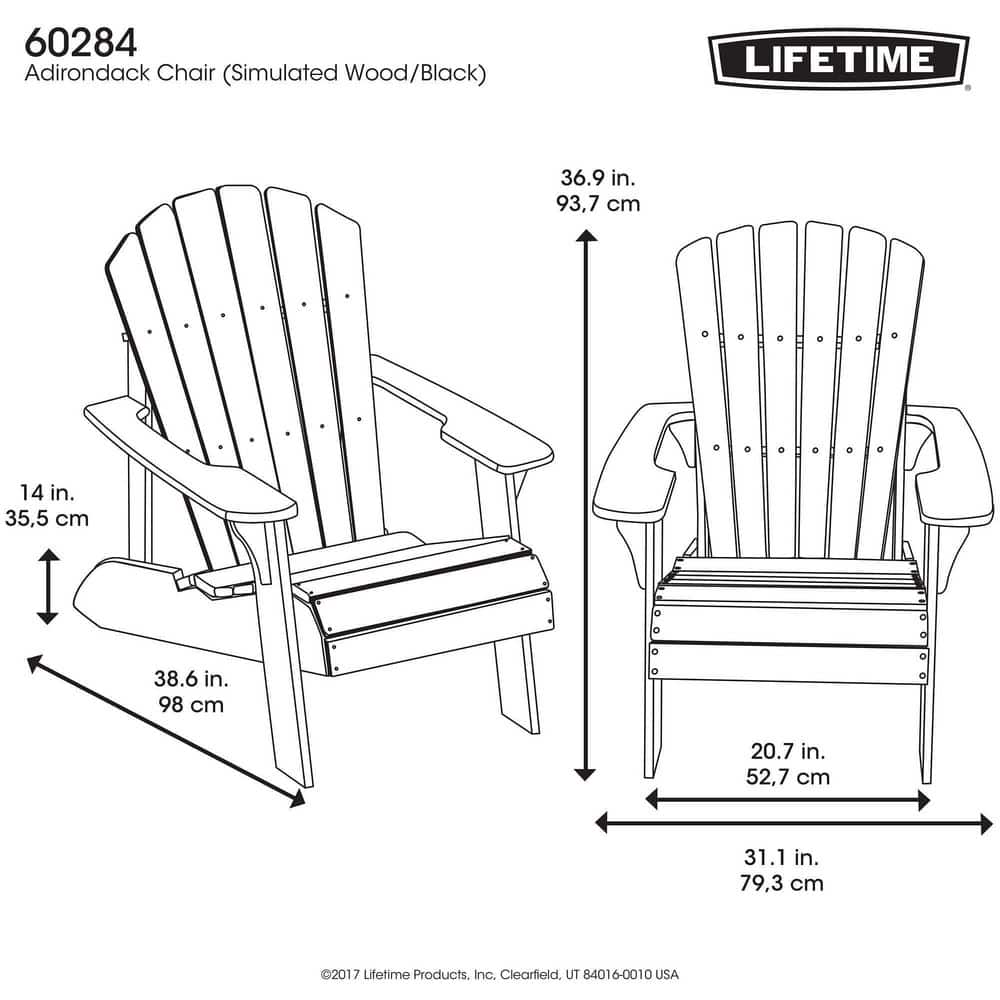 Black Composite Adirondack Chair with Arms and UV Protection