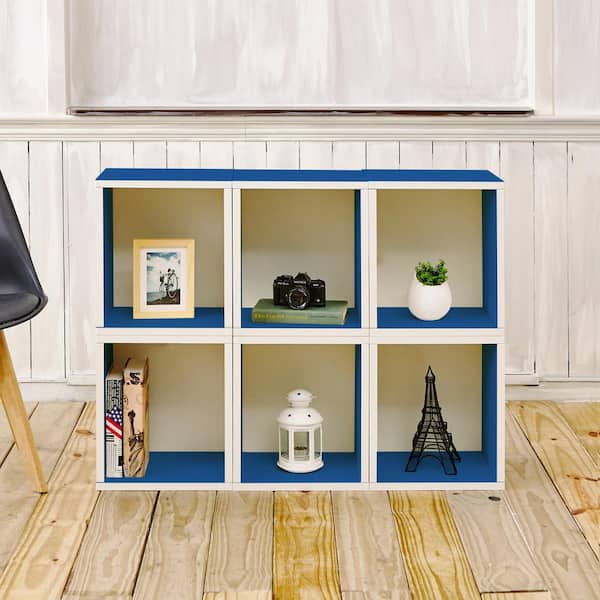 Way Basics Valencia 40.2 in. x 30.9 in. 6-Cubes zBoard Stackable Modular Storage Cubby Organizer,Tool-Free Assembly Storage in Blue