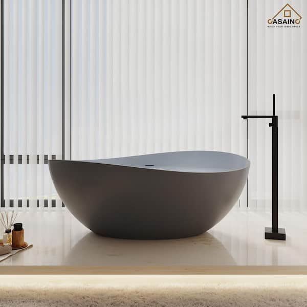63 in. x 37 in. Soaking Bathtub in Matte Grey