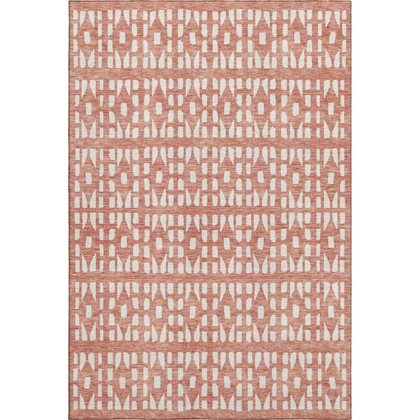 Addison Rugs Mayfield Premium Machine Washable Abstract AMF963 Salmon 10 ft. x 14 ft. Area Rug