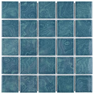 Resort Palm Green 12 in. x 12 in. x 5 mm Porcelain Mosaic Tile (1 sq. ft./Each)