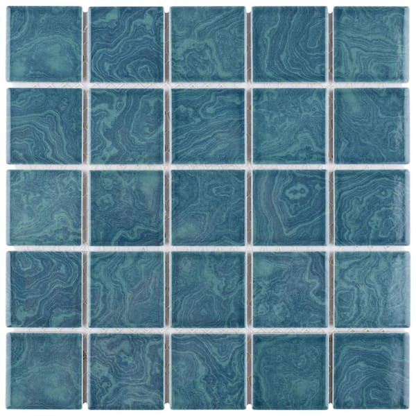 Merola Tile Resort Palm Green 12 in. x 12 in. Porcelain Mosaic Tile (1.02 sq. ft./Each)