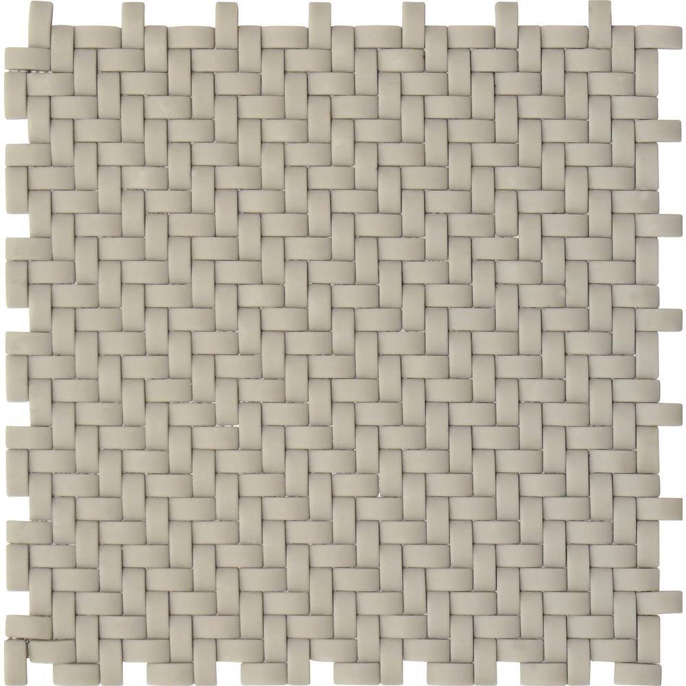 Cream 4 in. x 5 in. Basketweave Matte Finished Recycled Glass Mosaic Tile Sample (0.13 sq. ft./Piece) price history on PriceWatchPro