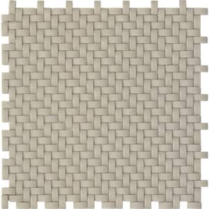 Cream 11.7 in. x 11.8 in. Basketweave Matte Finished Recycled Glass Mosaic Tile (4.79 sq. ft./Case)