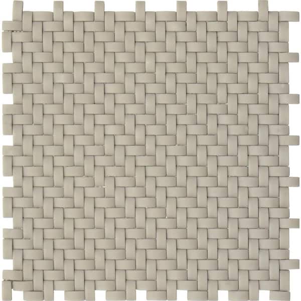 Apollo Tile Cream 11.7 in. x 11.8 in. Basketweave Matte Finished Recycled Glass Mosaic Tile (4.79 sq. ft./Case)