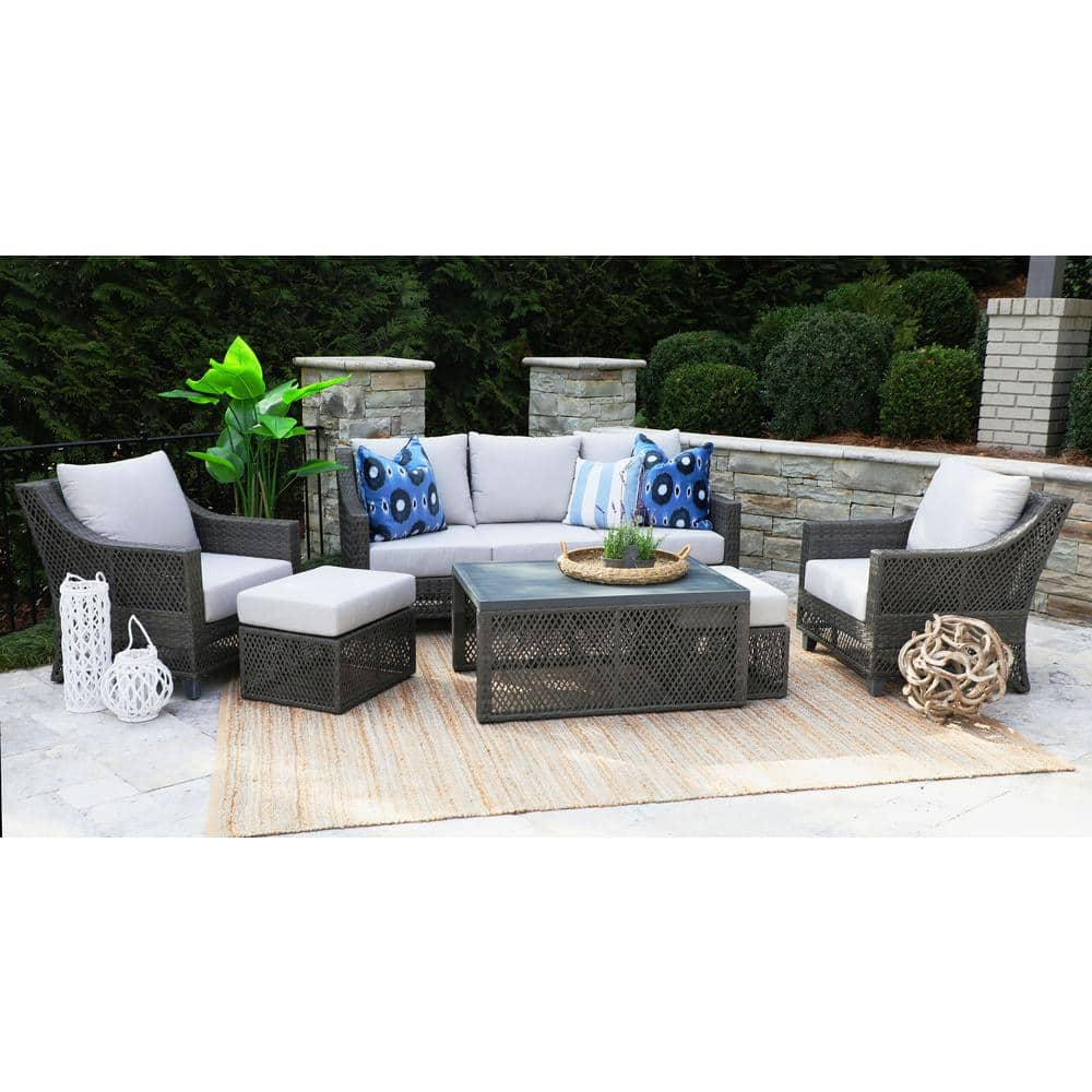 Sawyer 6 piece resin 2025 wicker patio furniture conversation set