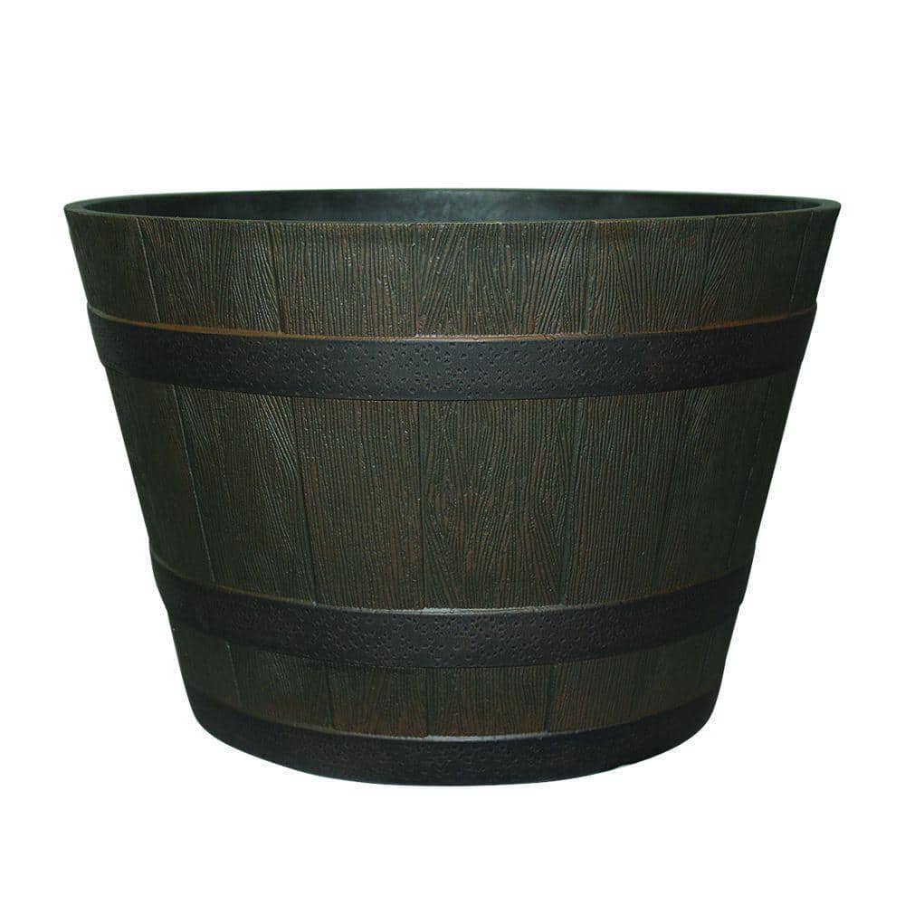 Whiskey Barrel Planters Outdoor Pot Classic Home And Garden 15/" Distressed Oak