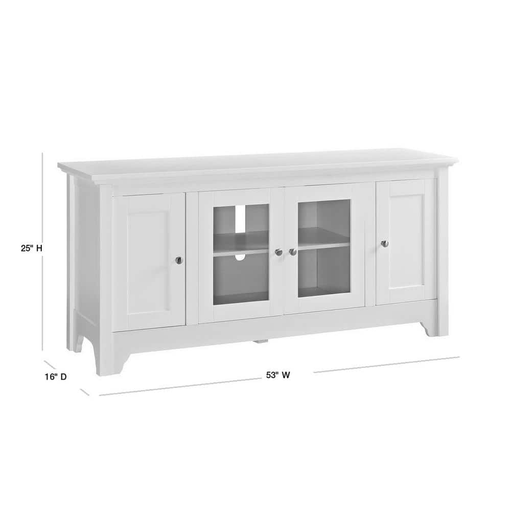 White 52" Wood TV Media Stand with Cabinets