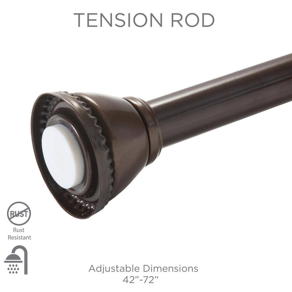 Bronze Adjustable Tension Shower Rod 42"-72"