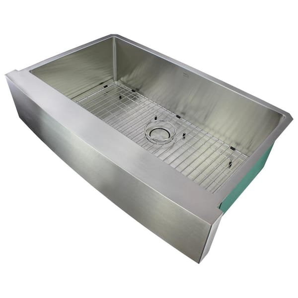Transolid Diamond Farmhouse/Apron-Front Stainless Steel 36 in. Single Bowl Kitchen Sink in Brushed