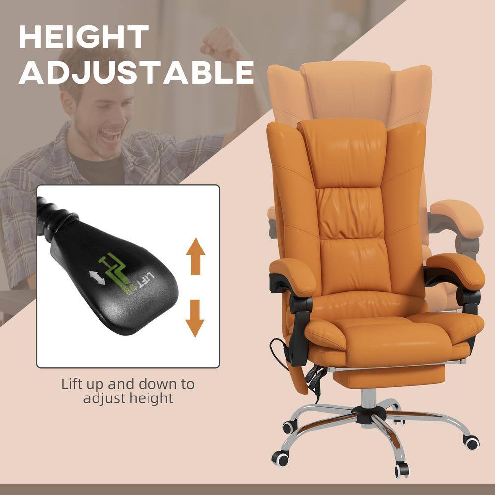Light Brown High Back Leather Swivel Massage Office Chair
