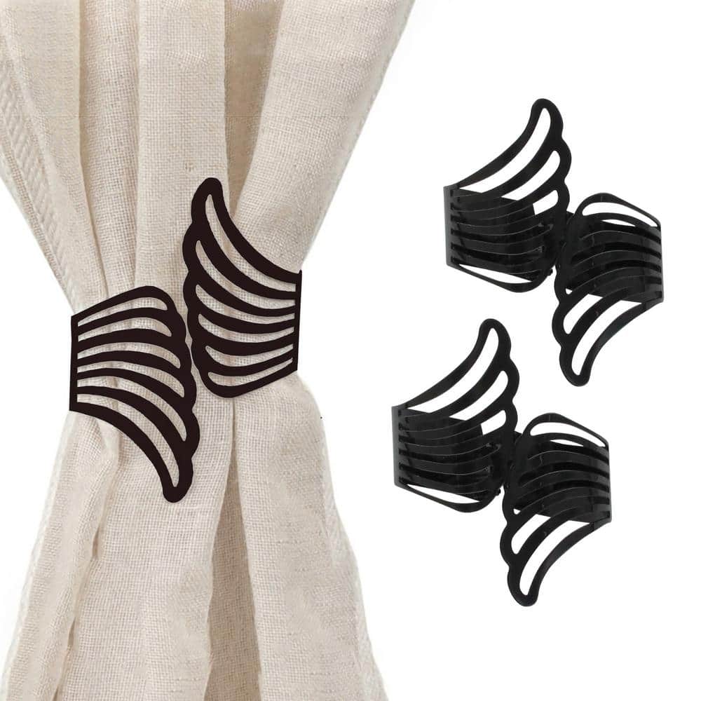 3.8 in. Cuff Metal Wings Curtain Tiebacks Angel in Black (2-Set) price history on PriceWatchPro