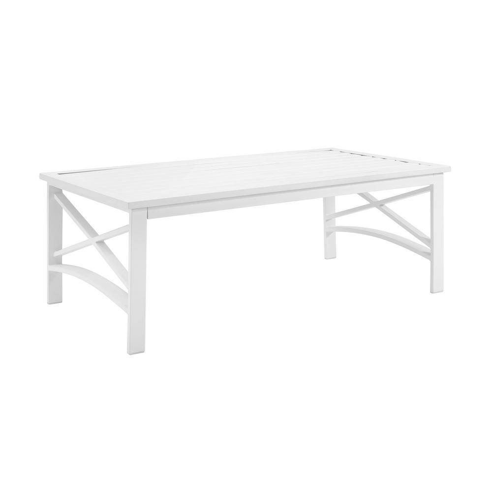 CROSLEY Kaplan White Rectangle Metal Outdoor Coffee TableCO6207WH