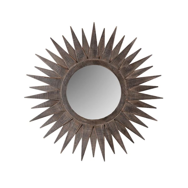 HomeRoots 30 in. W x 30 in. H Wood Brown Decorative Mirror