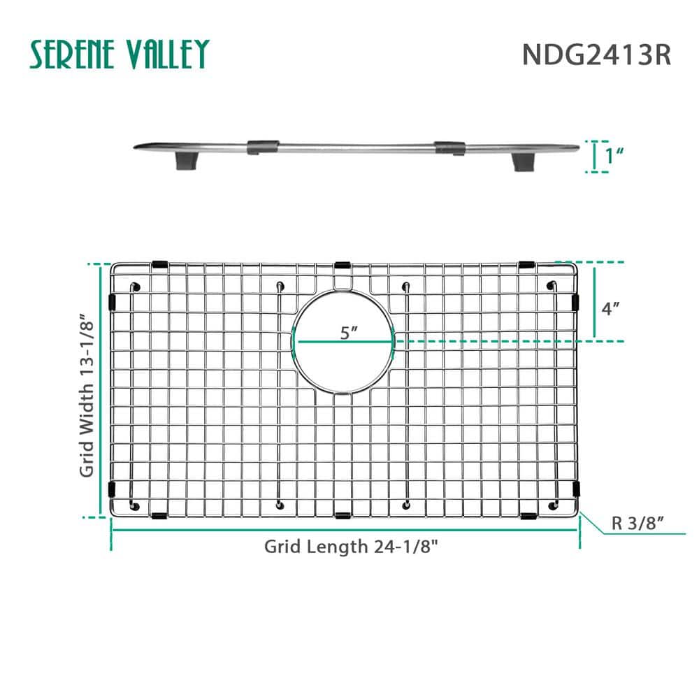 24.17" x 13.11" Stainless Steel Sink Grid with Rear Drain
