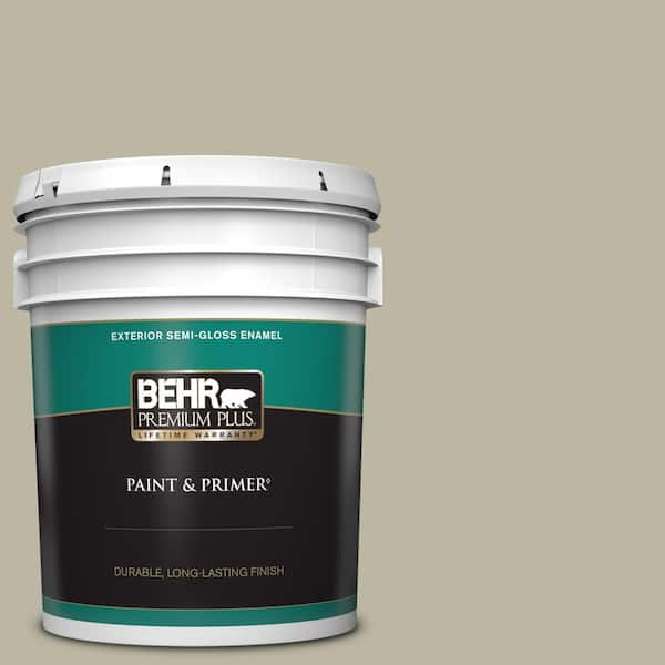 BEHR PREMIUM PLUS 5 gal. #780D-4 Koala Bear Semi-Gloss Enamel Exterior Paint & Primer