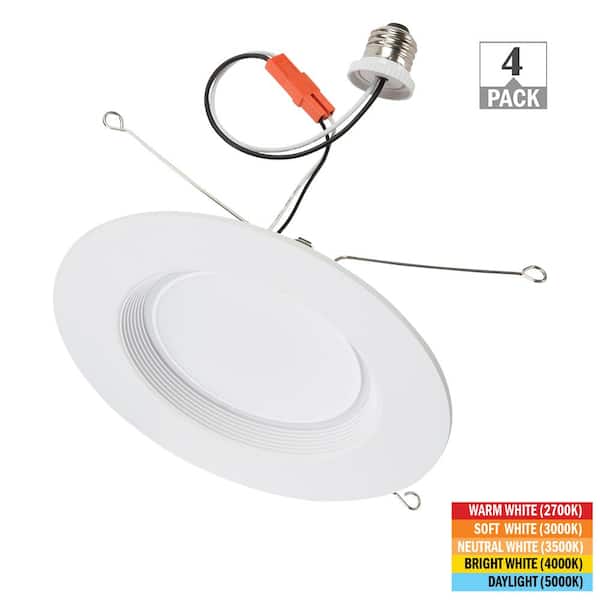 Commercial Electric 6 in. Retrofit Downlight Adjustable CCT Press Lens Integrated LED Recessed Light Trim Inner Ring Night Light (4-Pack)