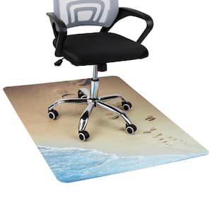 9-to-5 Collection, Office Chair Mat, Anti-Skid Floor Protector, 47.25 x 35.25, Polycarbonate, Life's a Beach Art, Tan