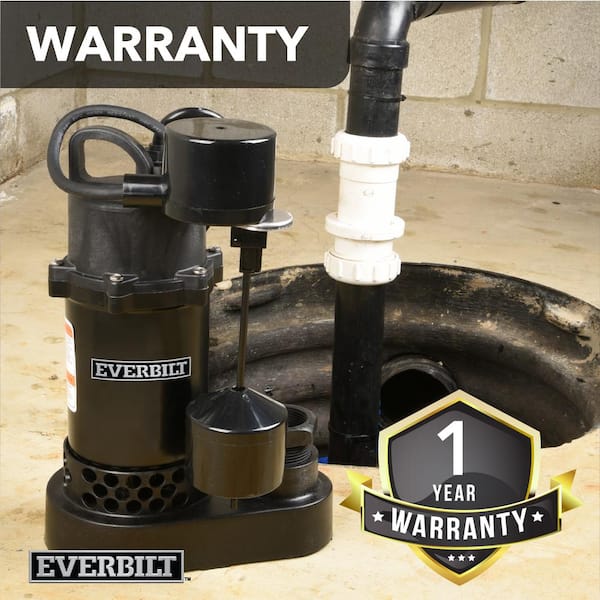 Everbilt 1/2 HP Aluminum Submersible Sump Pump Vertical Switch