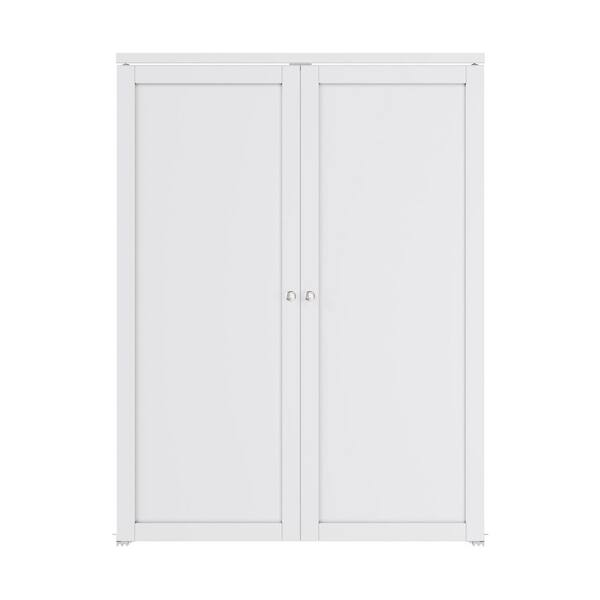 60 in. x 80 in. Solid Core Composite MDF Bi-fold Door + French Style Pivot Hardware (1-Lite White Finish)