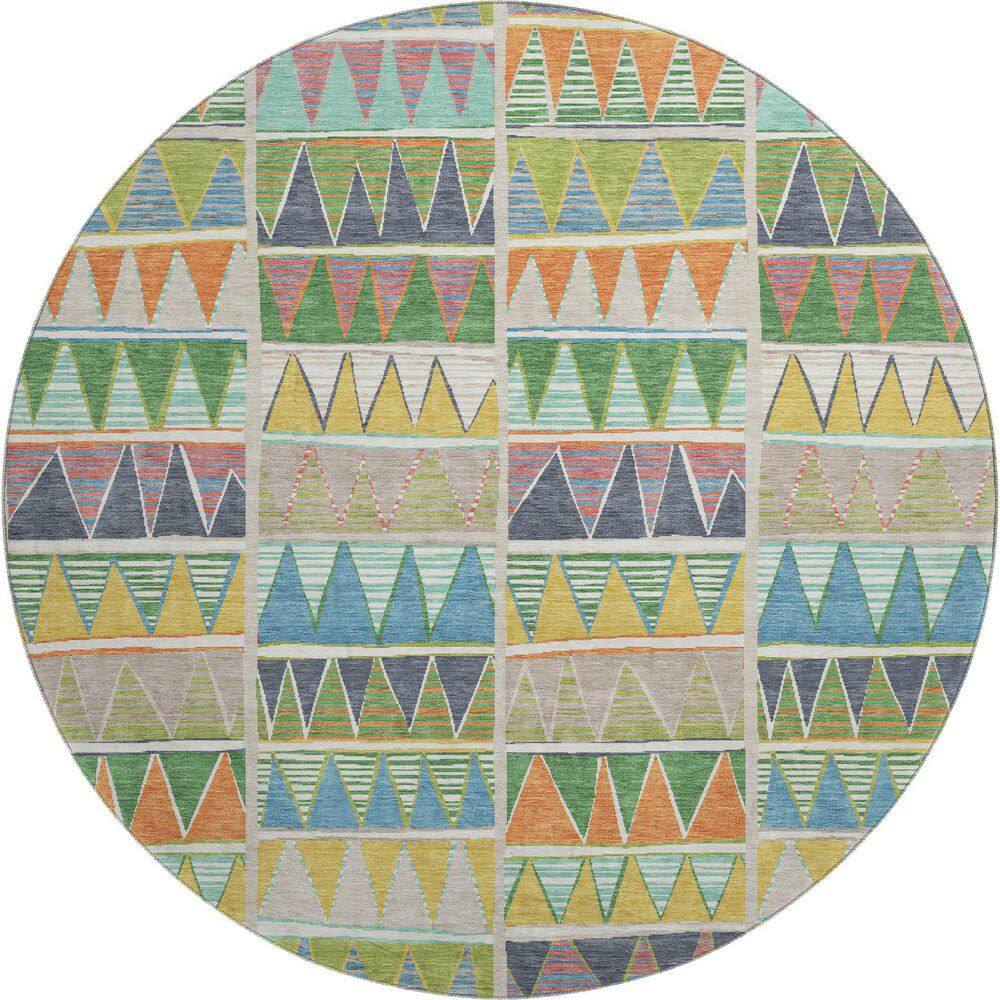 Mayfield Premium Machine Washable Abstract AMF2205 Beige 8 ft. x 8 ft. Round Rug price history on PriceWatchPro