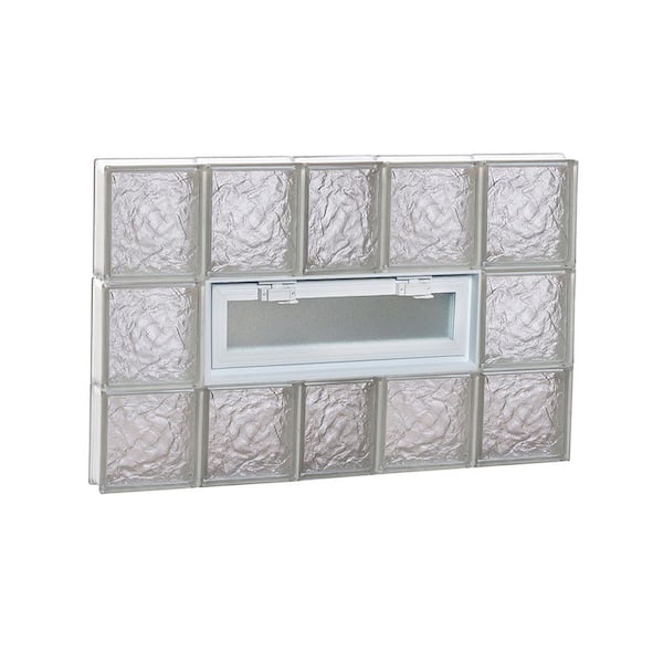Clearly Secure 36.75 in. x 23.25 in. x 3.125 in. Frameless Ice Pattern Vented Glass Block Window