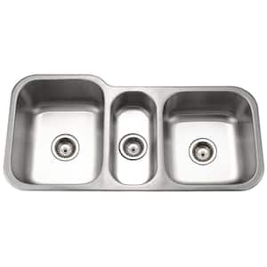 Medallion Gourmet Undermount Stainless Steel 40 in. Triple Bowl Kitchen Sink