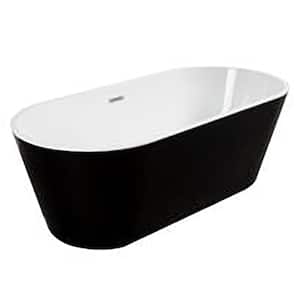 67 in. x 31.1 in. Soaking Bathtub with Freestanding Flatbottom Center Drain in Black