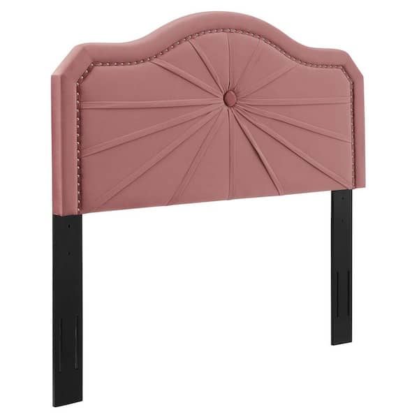 MODWAY Kristin Dusty Rose Red Pleated Performance Velvet King/California King Headboard