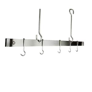 Handcrafted 48 in. Offset Hook Ceiling Bar with 12-Hooks Stainless Steel