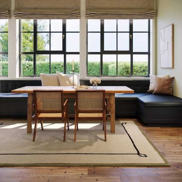 RUGS USA Nate Berkus x Rugs Serge Bordered Wool Cozy Tan 6 ft. x 9