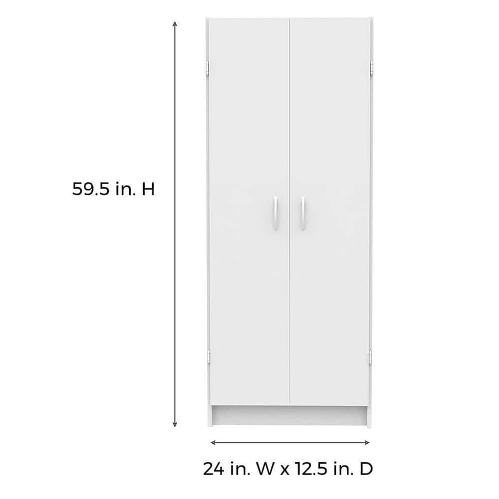 White Freestanding 4-Shelf Pantry Cabinet with Adjustable Shelves
