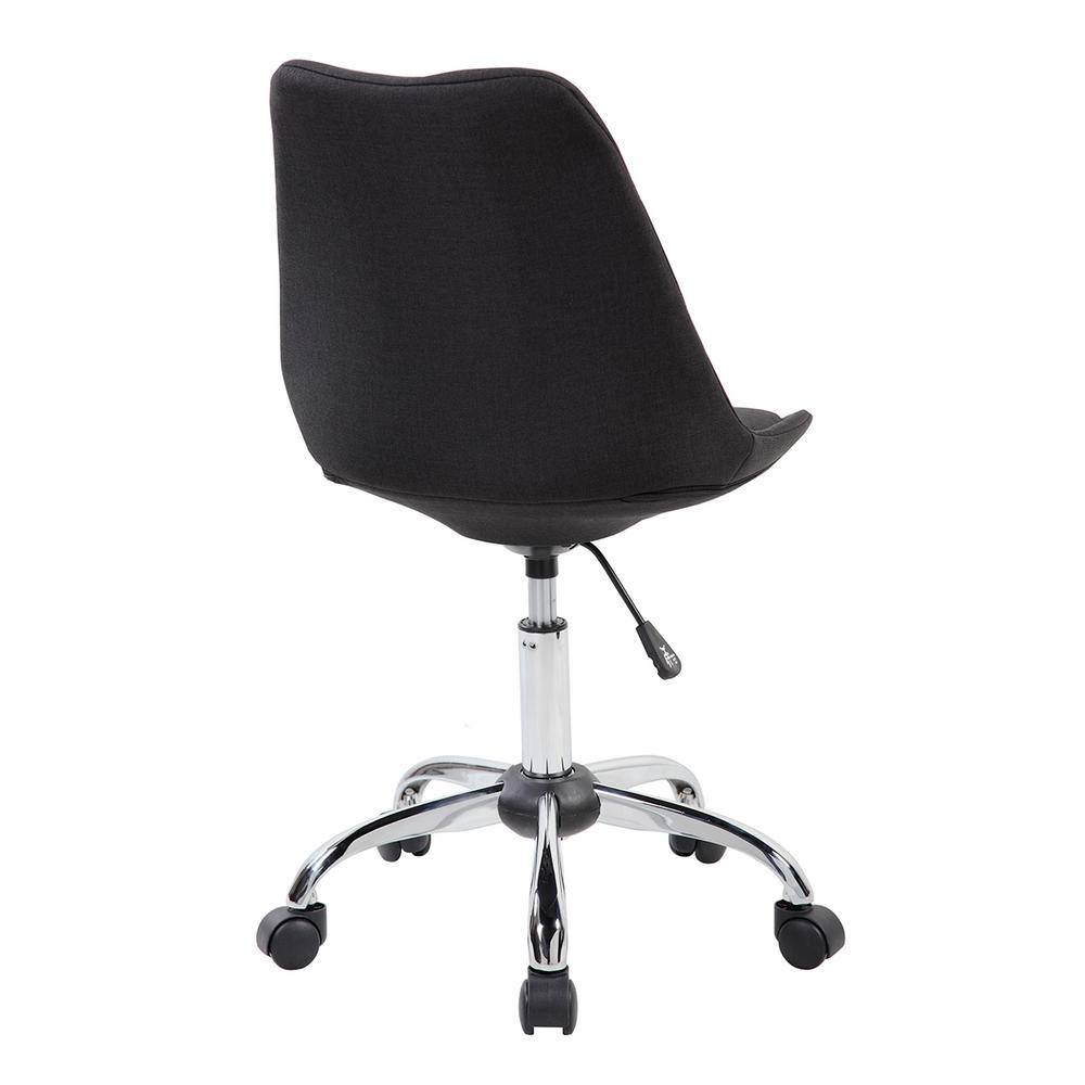 Elegant Black Fabric Swivel Task Chair with Tufted Design