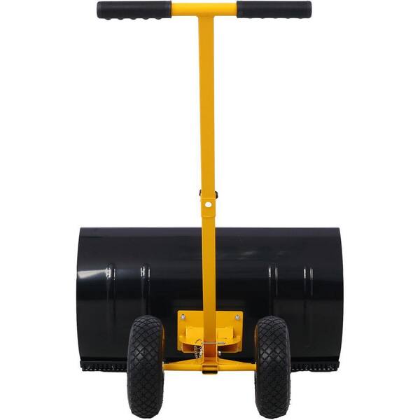 Yellow 47 in. Steel Handle Steel Snow Shovel with 10 in. Wheels