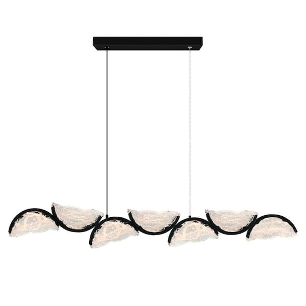 Moon 7 Light Integrated LED Black Chandelier